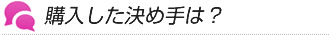 購入した決め手は？